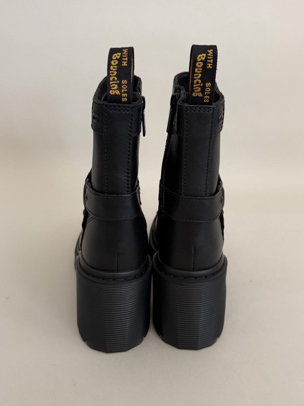 DR. MARTENS Spence Harness Leather Heeled Moto Boots Black US 9 - Picture 7 of 13
